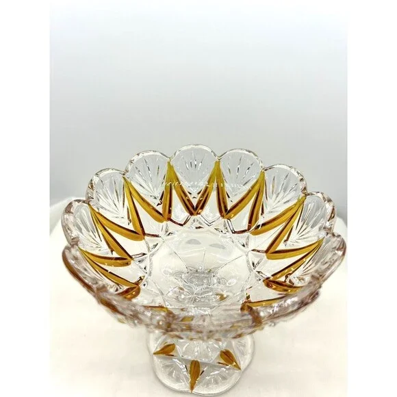 Vintage Heavy Brown Accents Glass Candy Dish Nut Bowl SKU449 - Picture 3 of 6